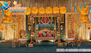 Muslim Heena Function Wedding <b>Decoration</b> Setup Stylish <b>Mehndi</b> Night Stage <b>Decoration</b> Colorful Wedding Sangeet Night Stage Decor - Product Image 5