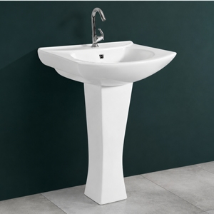 Lavabo de Pedestal Rectangular KITE SET con Grifo de un Solo Orificio, Moderno y Contemporáneo, Acabado Brillante, Montado en el Suelo, 12L - Product Image 3