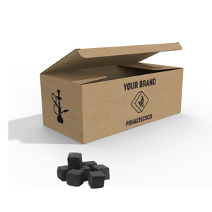 ถ่านชิชาธรรมชาติบริสุทธิ์ 100% ถ่านมอระกู่ระดับพรีเมียมจากอินโดนีเซียถ่านกะลามะพร้าวอัดก้อนฉลากส่วนตัว OEM - Product Image 1