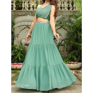 Vêtements pour femmes modestes vêtements de fête de créateurs indiens mariage Lehenga Choli & Dupatta ensemble robes de soirée respirantes du Pakistan - Product Image 2