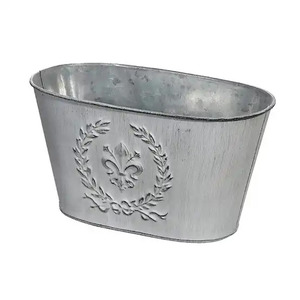 Maceta de flores con forma ovalada, maceta de flores de Metal galvanizado de hierro para el hogar, jardín, maceta decorativa para exteriores - Product Image 3