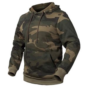 Sudadera con Capucha Estampada en Serigrafía Estilo Camuflaje Verde para Adultos, 100% Algodón Ecológico, Ropa de Otoño/Invierno para Exteriores - Product Image 1