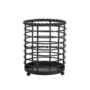 Unique New Design Black Color Pure Iron Kitchen <b>Cutlery</b> Holder Restaurant Round Storage Holder In India - Product Image 1