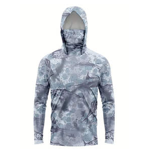 Sudadera con capucha de protección solar UPF 50 + para hombre, ligera, para pesca al aire libre, Jersey de manga larga, agujeros para el pulgar, Invierno 100% algodón - Product Image 1