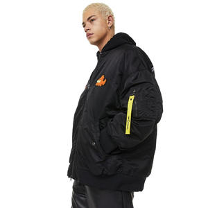 Veste bomber d'hiver imperméable coupe-vent à col montant en polyester/coton noir pour homme, mode de rue 2023 - Product Image 2