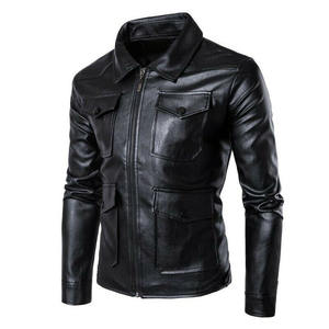 Veste en cuir vintage respirante pour homme, à col montant enduit, coupe-vent, avec capuche – Meilleure vente - Product Image 5