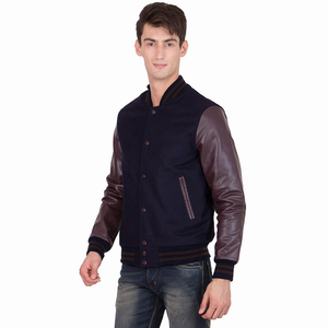 เสื้อแจ็คเก็ตวาร์ซิตี้แบบสั่งทำพิเศษ คอตั้ง แขนและชายเสื้อแบบริบ ดีไซน์วาร์ซิตี้แบบสั่งทำพิเศษ ตำแหน่งด้านหน้า ขายส่ง ผ้าฝ้าย 100% - Product Image 3