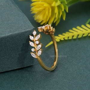 Best Seller IGI Certified Marquise Cut Lab Grown Diamond 14K Solid Gold Vine Open Wedding Band Ring Joyería de mujer al mejor precio - Product Image 1