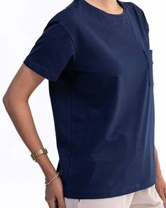 T-shirt de fitness à séchage rapide pour femmes doux et confortable parfait pour l'exercice course à pied et activités décontractées col rond couleur bleue - Product Image 3