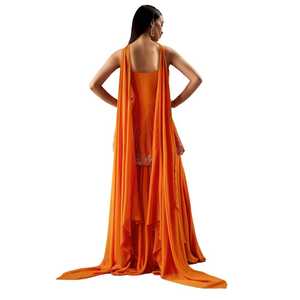 Diseñador Orange Georgette Palazzo Suit con Dupatta Ideal para mujeres Venta al por mayor Festival étnico Fiesta Moda Boda Desgaste - Product Image 6