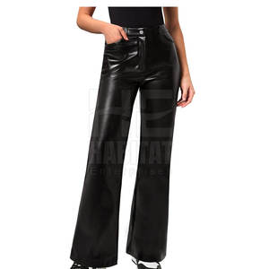 กางเกงหนังผู้หญิงคุณภาพสูง สีดำ หนังนุ่ม เหมาะสำหรับชุดลำลอง กางเกงหนังผู้หญิง - Product Image 6