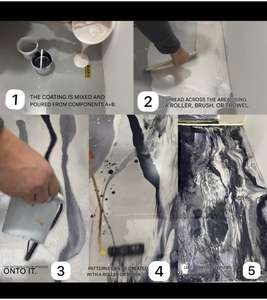 Kit de Revestimiento de Piso de Resina Epoxi Autonivelante, 100% Sólido, Impermeable, Antideslizante, Efecto Mármol de Alto Brillo - Product Image 2