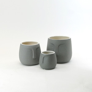 CFB9207GY - <b>Large</b> Grey Sand Glazed Moai Bowl - 6.5" - Product Image 3