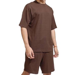 Conjunto de Camiseta y Pantalones Cortos de Verano para Hombre, Informal, de Algodón y Lino, Diseño Transpirable y Cómodo, de Manga Corta, Dos Piezas - Product Image 1