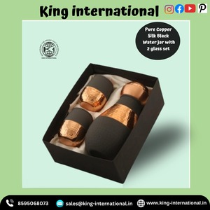 Dark <b>Black</b> & Gold Copper <b>Bottle</b> Set with 2 Glasses Elegant Health Boosting Design for <b>a</b> Refined Hydration Experience - Product Image 5