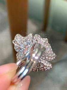 2.05ct Natural Paraiba Turmalina Art Deco Anillo 925 Plata de Ley 14K Chapado en oro Flor Diseño Pave Anillo de declaración - Product Image 2