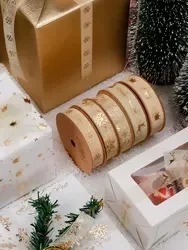 Eco-Friendly Double Face Gold Foil Crown and Star Organza <b>Ribbon</b> 1-1/2 Inch for Gift Packaging - Product Image 2