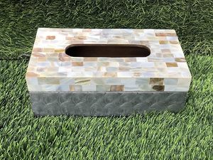 Caja de papel tisú con incrustaciones de nácar aura artesanal personalizada, Decoración de mesa de aspecto Premium, caja de pañuelos MOP real - Product Image 6