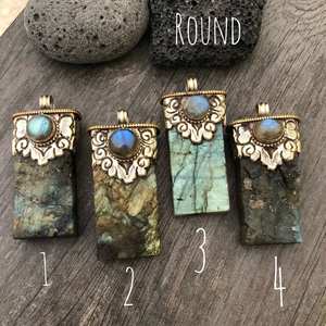 Grand collier pendentif en pierre Labradorite Rare violet Style tibétain Cool Unique déclaration bijoux pendentif pour collectionneurs - Product Image 5