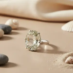 Anillo de Plata con Citrino para Mujer, Joyería Fina Geométrica de Platino con Baño de Rodio, Piedra Principal de Granate para Hombre - Product Image 1