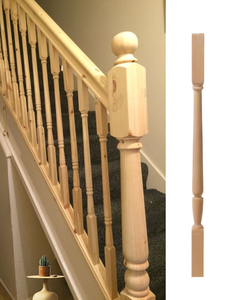 Balustre d'usine FSC Viet Nam avec dessus carré de haute qualité 2005P 34 "escalier intérieur et extérieur en bois massif de peuplier - Product Image 5