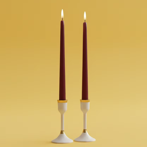 Ensemble de bougies coniques bordeaux de qualité supérieure, 2 pièces, faites à la main, sans fumée, non parfumées, pour Noël, mariages, bars, salons, chambres - Product Image 1