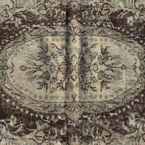 Turkish Area Rug 3.7x7.5 ft (112x229 cm), Vintage <b>Brown</b> Polka dot Rug - Product Image 2