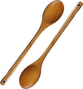 Cuchara para Servir de Madera de Acacia Ecológica con Mango Largo, Acabado Pulido Espejo y Espátula con Soporte para Regalos de Utensilios de Cocina - Product Image 1