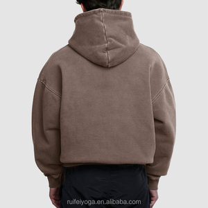 Sweat à capuche Boxy 100% coton lavé à l'acide pour hommes Logo personnalisé éponge française surdimensionné 600gsm poids lourd pour l'hiver imprimé - Product Image 2