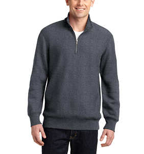 Sweat à capuche zippé pour homme 100 % coton molletonné avec col montant, motif brodé uni, respirant pour l'hiver - Product Image 1