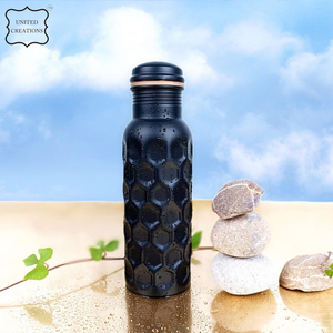 ขวดน้ำทองแดงบริสุทธิ์พิมพ์ลายสีดำภาชนะทองแดงแบบอายุรเวทไหลได้โดยตรงสำหรับดื่ม - Product Image 6