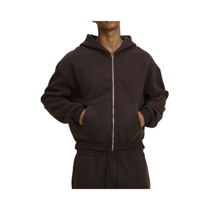 Conjunto de Sudadera con Capucha para Hombre, Estilo Deportivo Americano, de Invierno, Mezcla de Algodón, Forro Polar, 350 GSM, Color Sólido, Holgado e Informal - Product Image 3