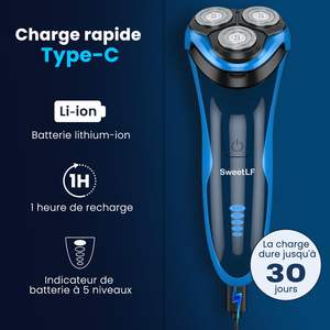 Afeitadora Eléctrica Recargable para Hombre, Maquinilla de Afeitar Rotatoria Húmeda/Seca con Resistencia al Agua IPX7, Recortadora de Barba Húmeda/Seca para Afeitar la Cara - Product Image 4