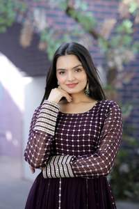 Vestido bordado acampanado multicolor de calidad superior superventas para mujer recién llegado vestido cosido listo para uso indio bodas - Product Image 6