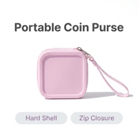 Pochette à monnaie portable en silicone rigide, mini pochette de rangement cosmétique zippée pour écouteurs et cadeaux beauté