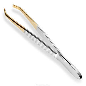 แหนบถอนคิ้วสแตนเลสปลายแหลมสำหรับมืออาชีพแหนบคิ้วและขนตาโทนสีทอง - Product Image 1