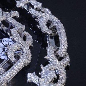 Collier chaîne à maillons symbole infini croix d'épines 16 mm en argent 925 plaqué or avec moissanite VVS, bijoux fins unisexe style Hip Hop - Product Image 2