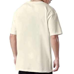 T-shirt surdimensionné beige pour homme T-shirt ample en coton Streetwear Top décontracté à manches courtes pour l'été T-shirt uni tendance coupe décontractée - Product Image 2