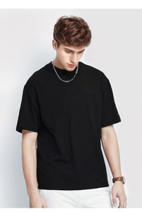 T-Shirt blanc de haute qualité 100% coton pour hommes 180g tissu tricoté formel col rond à manches courtes 190g motif solide surdimensionné - Product Image 3