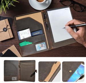 Leather Business Portfolio for Men Women <b>A5</b> <b>Folder</b> Document & Tablet Case with Zipper Closure for Conferences LPA-0080 - Product Image 4