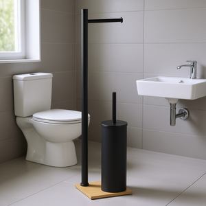 Columna de Baño Gedy TANIA de Bambú y Negro 14x14x63cm con Portaescobillas - Product Image 3