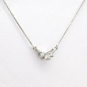 Collar de Oro Blanco Sólido de 14k con 3 Piedras, 0.10 CTW, Diamantes de Corte Redondo, Cadena Elegante, Regalo de Aniversario para Esposa - Product Image 4