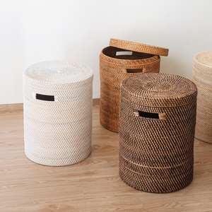 Woven rattan trash <b>bin</b> different sizes storage container <b>bins</b> high quality waste <b>lidded</b> basket - Product Image 6