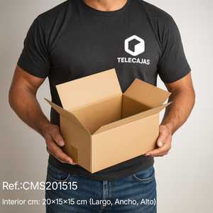 Caja de Cartón Corrugado Reciclado Marrón de 20x15x15 cm con Solapas en Relieve Sin Asas para Envíos Postales - Product Image 2