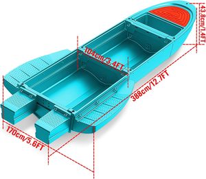 เรือตกปลาแบบพับได้พร้อมเรือคายัคแบบพับได้ 3 แบบ และทุ่นลอยน้ำด้านข้างและท้าย 2 ตัว เรือคายัคเอนกประสงค์ - Product Image 2