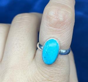 Natural Turquoise and Diamond Stone <b>Ring</b> <b>Boho</b> Style Sterling <b>Silver</b> Statement <b>Ring</b> for Women Casual Wedding Wear - Product Image 2