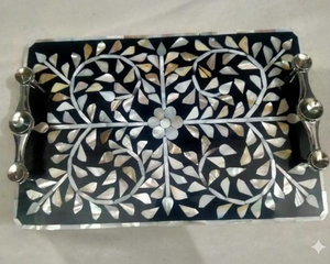 Plateau de service moderne de luxe en résine écologique de qualité supérieure, fait à la main, avec des poignées durables, 10x12 pouces, facile à nettoyer pour la vaisselle de cuisine - Product Image 4