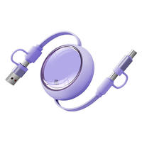 Câble USB C rétractable avec logo promotionnel disponible, multi-charge, charge rapide 5A, 2 en 2, cordon de chargeur multiple
