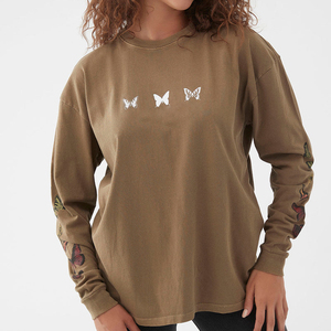 Camiseta en blanco de cuello redondo de algodón pesado 100% de alta calidad con logotipo personalizado de 400gsm para mujer Omen - Product Image 4