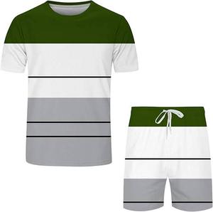 Ensembles courts en jersey 100% coton personnalisés pour hommes T-shirt et short imprimés de style vintage respirant prix de gros pour une utilisation estivale - Product Image 4